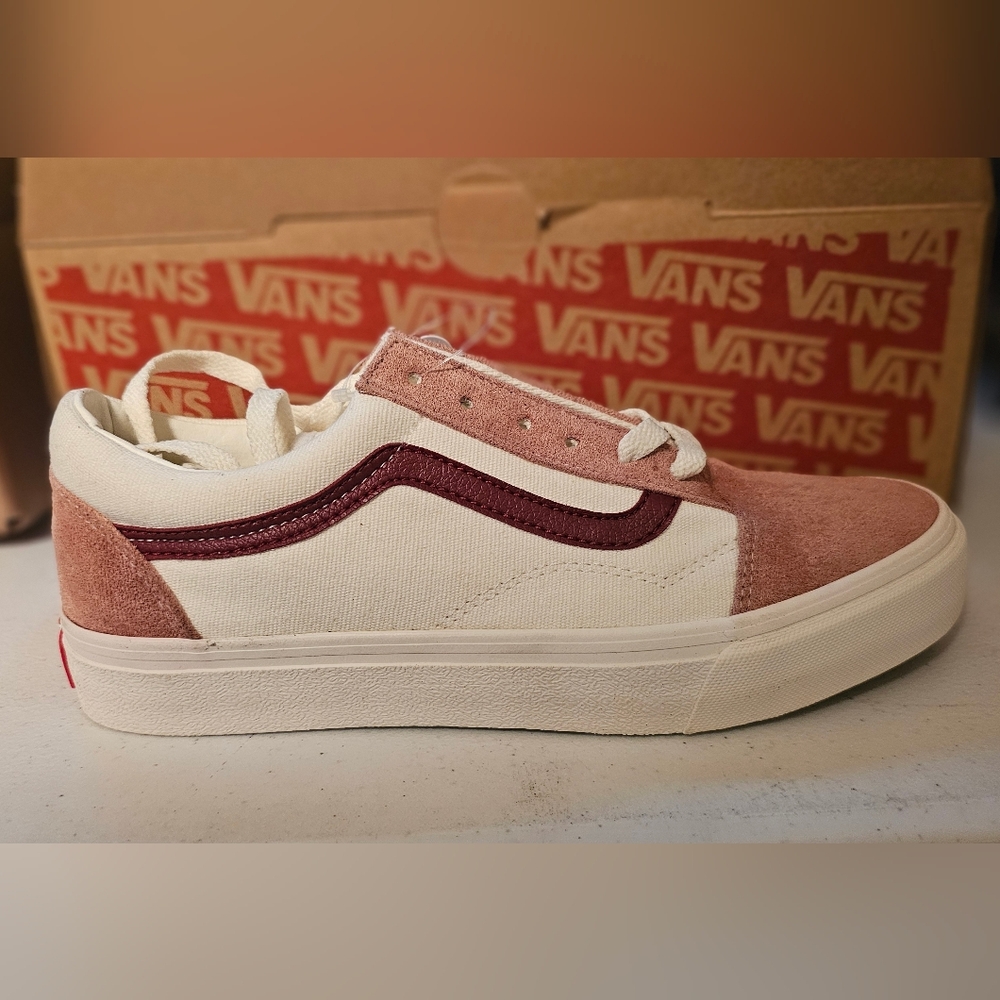 Vans - Pink, Burgundy and Cream Women's Sneakers